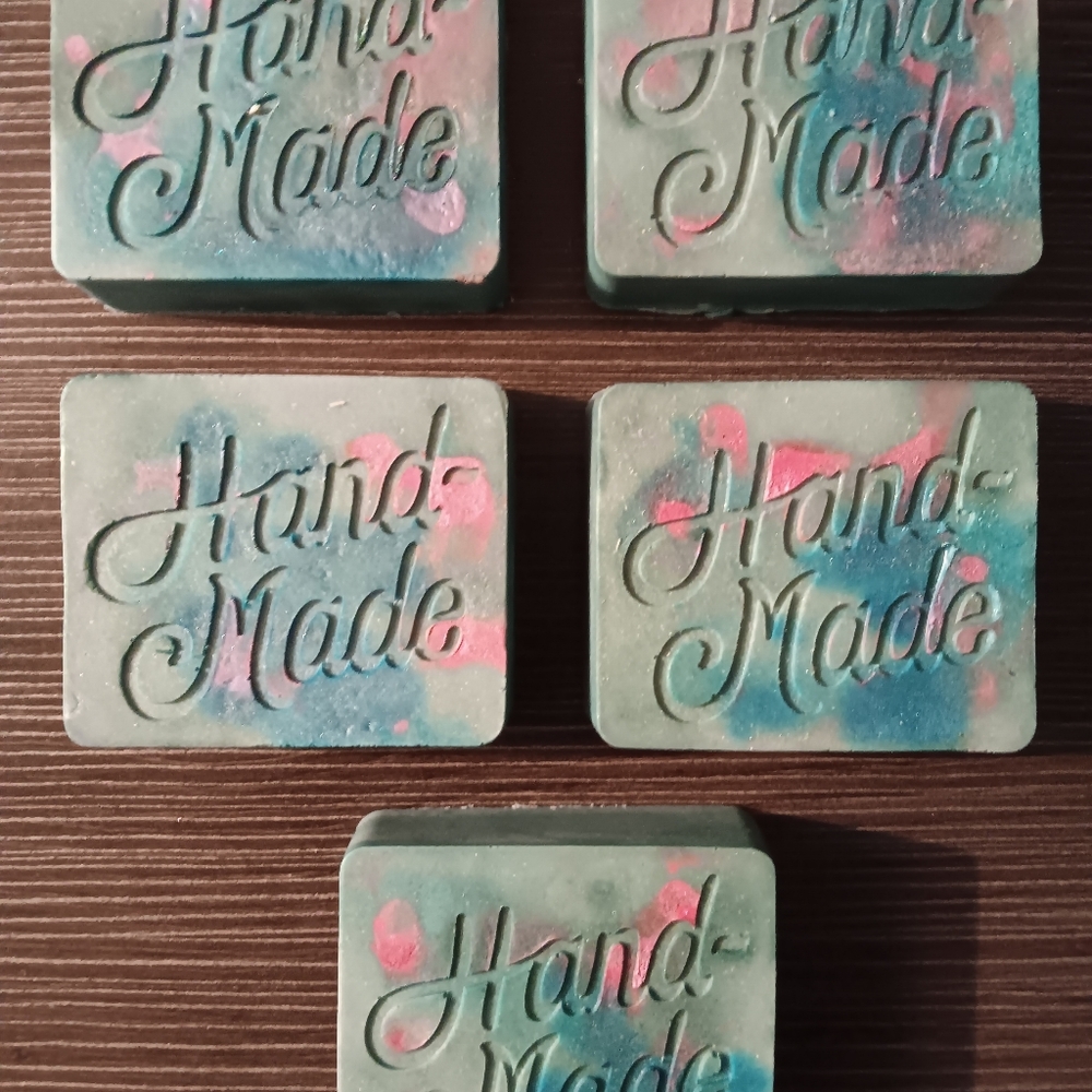 Handmade Swirl Soap Bars in Teal & Pink Beautiful Morning Scent 2 Bars